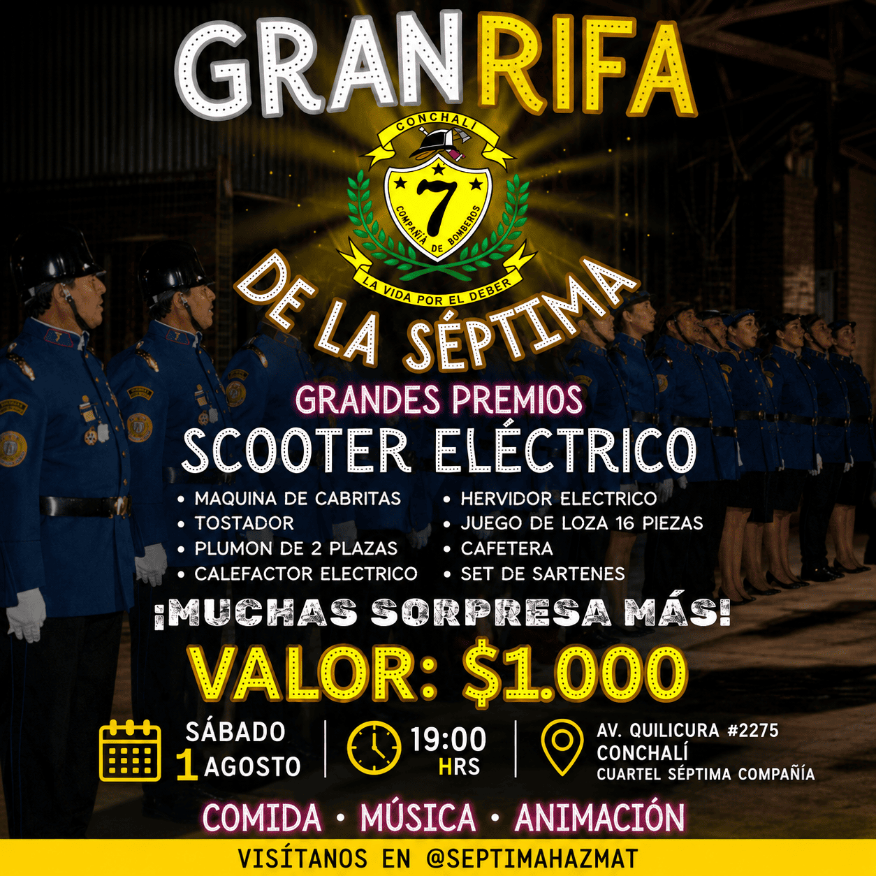 GRAN RIFA BENEFICIO SEPTIMA COMPAÑÍA DE BOMBEROS CONCHALÍ-HUECHURABA